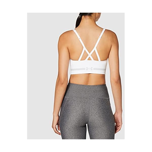 Under-Armour-Womens-Seamless-Low-Impact-Long-Bra Under Armour Women's Seamless Low Impact Long Sports Bra , White (100)/Halo Gray , X-Large