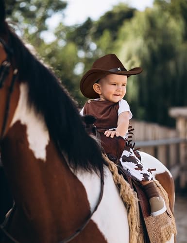 Jastore Kids Girls Boys Western Cowboy Cowgirl Hat with Buckle Belt Felt Fedora Hat3