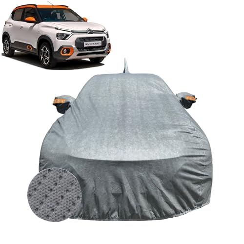 Image of Car Cover for Citroen C3 (2022-2026) | 100% Waterproof Cover with Antenna & Reflective Mirror Pockets | Dustproof, Scratchproof, Heatproof Citroen C3 Car Cover |Soft Cotton Lining| Grey