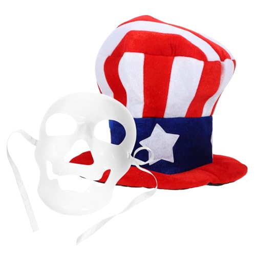 KOMBIUDA Patriotic Accessories 4th of July Usa Flag Hat Mask Set Lightweight Comfortable