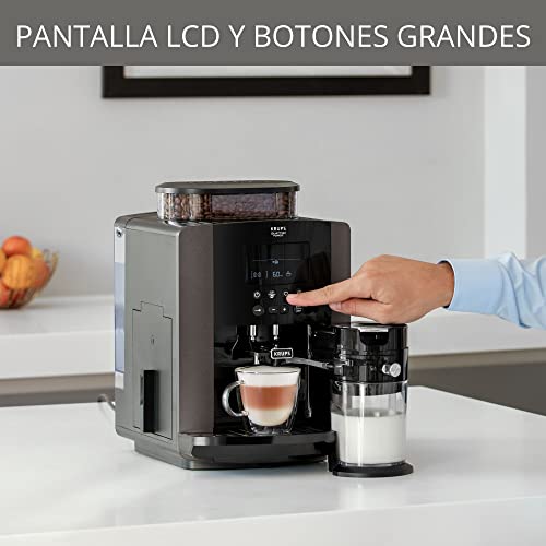 Krups Quattro Force Arabica Latte EA819E - Cafetera superautomática 15 bares, pantalla LCD, programas de leche y… - Imagen 5