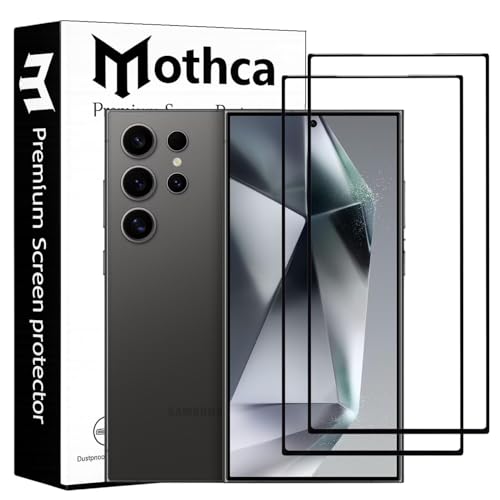 Image of Mothca Military-Grade Tempered Glass Screen Protector Compatible for Samsung Galaxy S24 Ultra with Edge to Edge Coverage - Case Friendly, Anti-Scratch & Bubble-Free Installation Kit (Pack of 2)