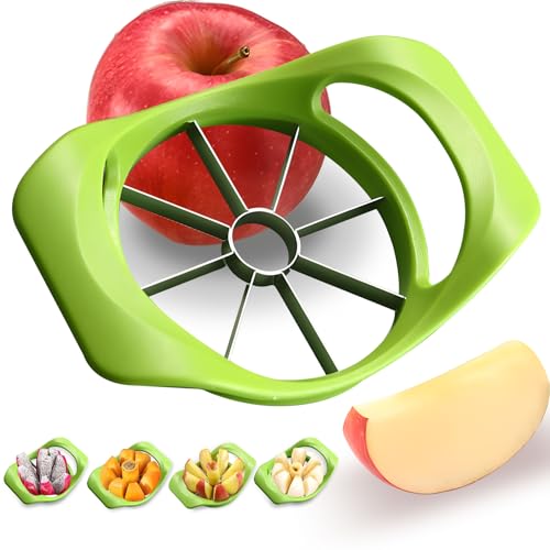Cortador de frutas de manzana, 8 rebanadas, descorazonador de manzana de 8 hojas, mango antideslizante, fácil de usar, ahorra tiempo, cortador y divisor de acero inoxidable para utensilios de cocina