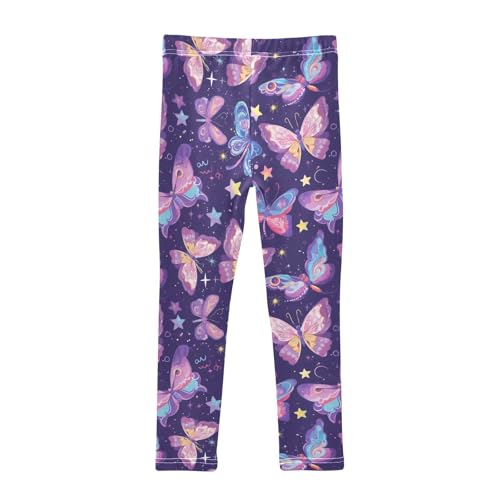 Wusikd Butterflies Girls' Leggings Toddler Doodles Sparkling Stars Kids Yoga Pants Dance Active Tights 4T2