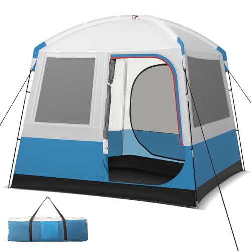 GOPLUS Tente de Camping pour 5 Personnes, Tente Familiale Coupe-Vent, Grandes Portes en Maille Double Couche, Fenêtres en Maille, Sac de Transport, Ultra...