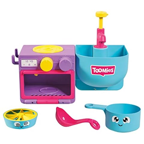 Toomies E73264 Bubble & Bake Bathtime, Bath Toddlers, Kitchen Themed Bubble Making Toy, 2 in 1 Set, Kids Water Play Suitable for 18 M & 2 3 & 4 Year Old Boys & Girls, Multicoloured, 21 X 28 X 15 cm Cover