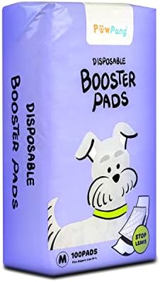 PAWPANG Disposable Dog Diaper Liners Booster Pads for Male & Female Dogs, 100ct, 4 Sizes Variations, Doggie Diaper Inserts fit Most Types of Dog Diapers - Pet Belly Bands & Male Wraps (Medium 100ct)