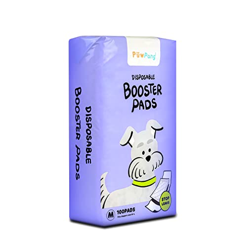 PAWPANG Disposable Dog Diaper Liners Booster Pads for Male & Female Dogs, 100ct, 4 Sizes Variations, Doggie Diaper Inserts fit Most Types of Dog Diapers - Pet Belly Bands & Male Wraps (Medium 100ct)