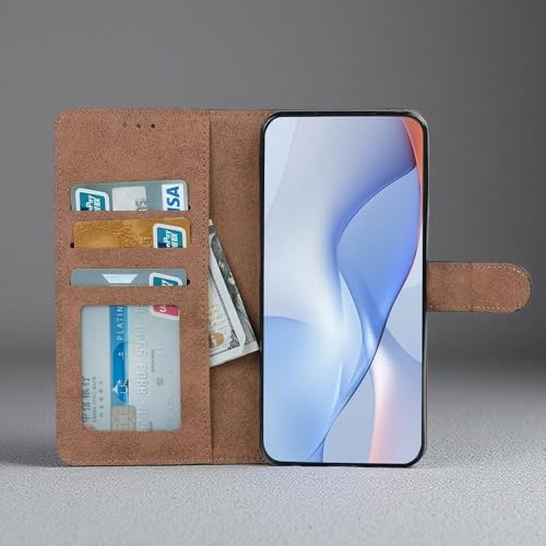 Image of amazon basics Realme 16 Pro Plus 5G Flip Cover | Card Pockets Wallet & Stand | Flip Cover for Realme 16 Pro Plus 5G (Black with Beige Strip)