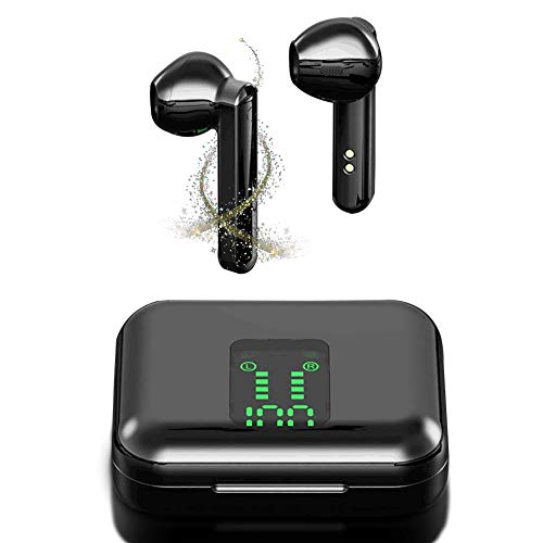 Wireless Earbuds, Bluetooth 5.0, 3D Stereo, 24-Hour Display LED, Wireless Headphones with Active Noise Reduction Microphone, Sports Headphones for iOS/Android in-Ear Headphones (Black)