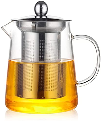 26.3oz Glass Teapot with Infuser, Loose Leaf Teapot with Infuser, Glass Tea kettle with Stainless Steel Infuser for Loose Leaf, Blooming & Loose Leaf Teapots, Glass Teapot Stovetop Save (750ML)