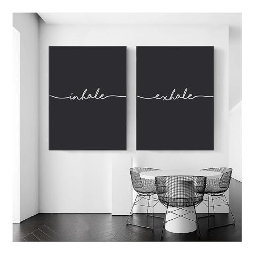 Peinture sur toile minimaliste moderne Inspirez Exhale contre murs vides