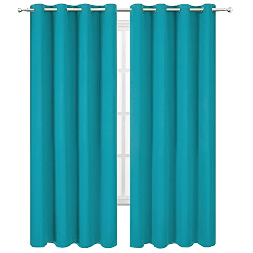 Image of LEMOMO Blackout Curtains 66 x 84 inch /Teal Curtains Set of 2 Panels /Thermal Insulated Room Darkening Bedroom Curtains