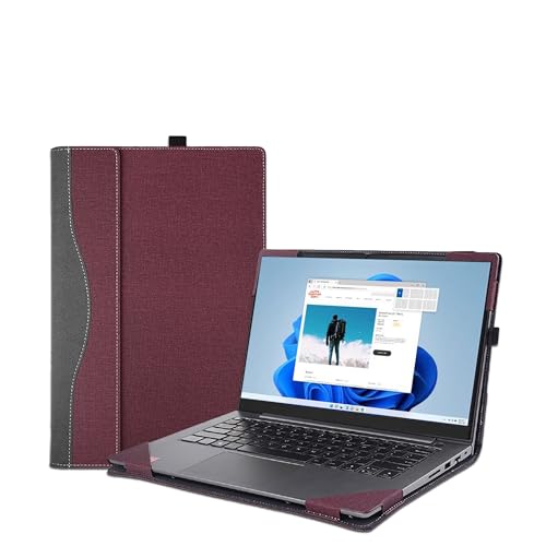 Funda para portátil Lenovo 14 pulgadas PU cuero burdeos miniatura 1