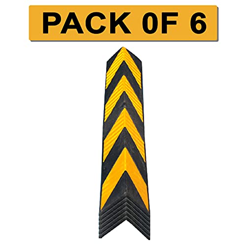 Image of LADWA 800mm Rubber Corner Guards - Set of 6 L-Shaped Parking Safety Pillars with Yellow Reflective Tape for Enhanced Visibility - High-Impact Protection for Walls, Vehicles, and Equipment