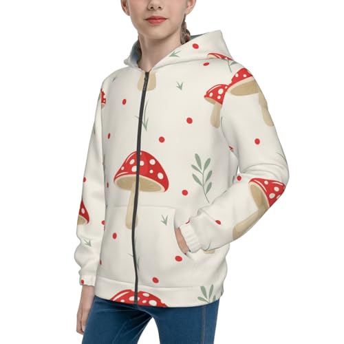 Flat Mushrooms Kid Hoodies Boys Zip Up Sweatshirts Girls Pullover with Pocket