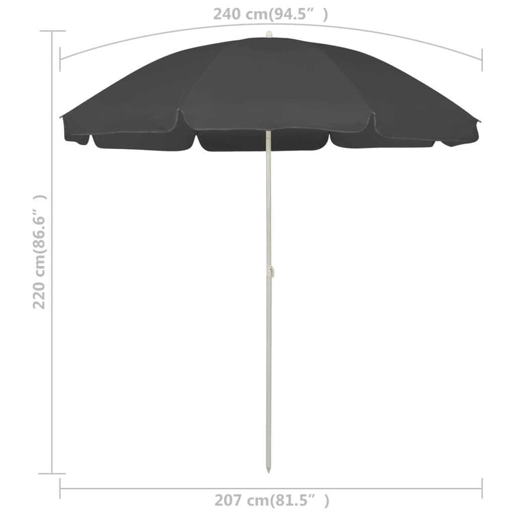 Ombrelloni parasole per giardini, cortili, spiagge, terrazze, piscine, caffetterie, ombrellone con asta in acciaio color sabbia 180 cm