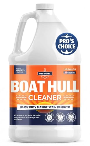 Instant Boat Hull Cleaner - Marine Grade Easy to Use Boat Cleaner Removes Stains Water Lines Yellowing & Rust Safe for Use on Fiberglass Plastic Painted Hull Surfaces - Made in USA 1 Gallon