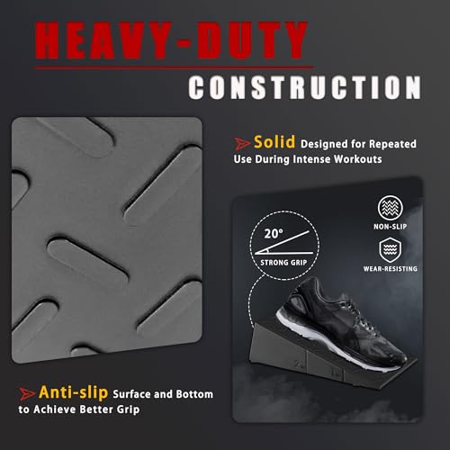 NesCozy Squat Wedge Height-Adjustable Slant Board: 2Pcs Wide Wedges for Weightlifting Leg Glute Workout Improve Strength and Mobility for Gym Home