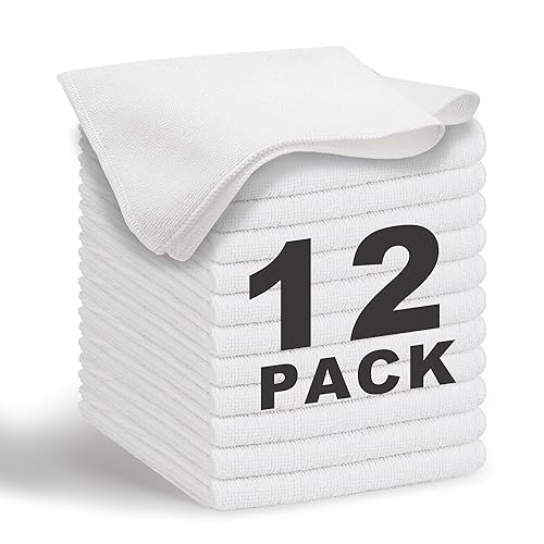 WEAWE マイクロファイバー クロス 雑巾 吸水 速乾 タオル 多機能 ぞうきん 12 枚 33×33cm ホワイト