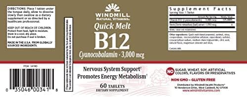 Windmill B-12 3000 mcg Tabletas de Disolución Rápida Pack x 2 miniatura 3