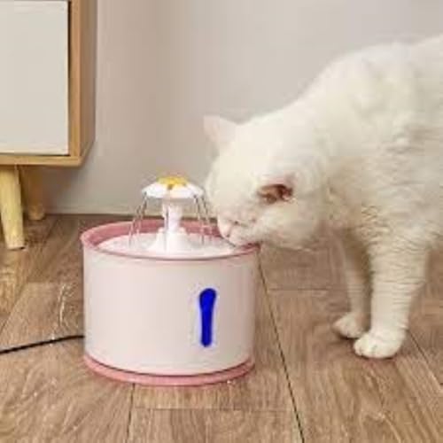 Image of Pet Water Fountain Super Silent - Water Fountains for All Pets Indoor - Suitable for Cats, Birds, Rabits and Dogs (Pink, 2L)