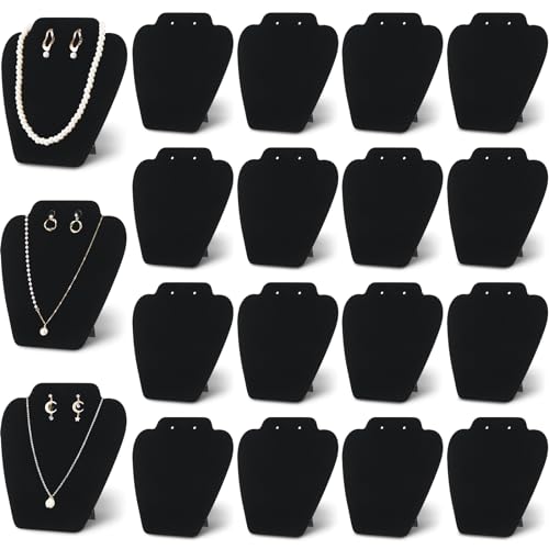 Wenqik 24pcs Black Velvet Necklace Display Stand...