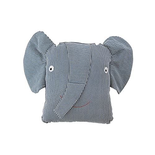 OYOY Mini Stofftier Kissen für Mädchen und Jungen - Erik Elephant Denim Cushion - Elefant Kuscheltier Kissen in Blau aus Bio Baumwolle - H:32 x L:44 x B:14 cm - M107104