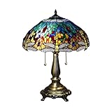 Serena D'Italia Elegant Tiffany Style Yellow Glass Dragonfly Table Lamp, Handcrafted in The Antique Style of Louis Comfort Tiffany