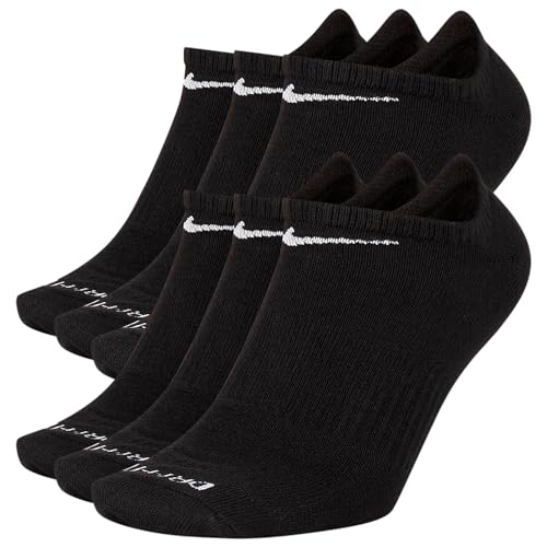 Nike Unisex-Adults 6 Count Black Crew Length Socks - S, M, L