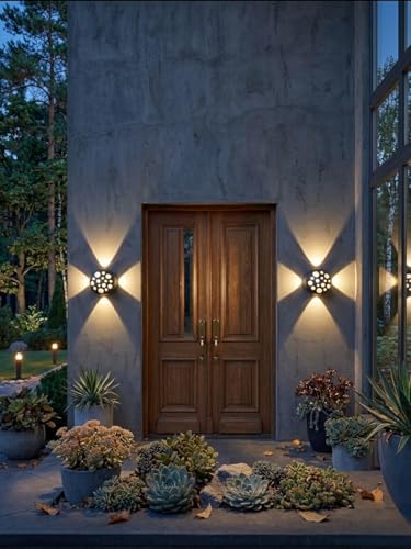 Image of Groeien Pack of 2 | 7 Watts Waterproof LED Round Dome Shape Four Way Indoor Outdoor Exterior Wall Light(Dome-Fourway, 2, Count)