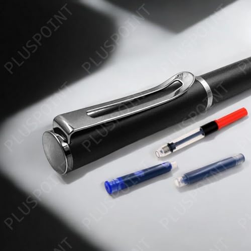 Image of PLUSPOINT Stainless Steel Fountain Pen Stunning Luxury Pen with Metalic Black Finish, Iridium Nib, Pen Gift for Men & Women, Professional, Executive Office, Nice Designer Pens for kids