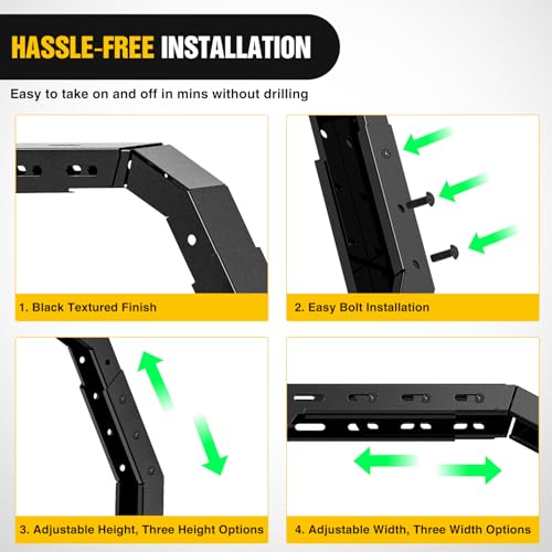 Image of Nilight Adjustable 27-30 inch High Truck Ladder Bed Rack Compatible with Tacoma /Tundra /Ram 1500 / Silverado /Sierra 1500 / F150 / Gladiator JT /Titan /Frontier /Colorado /Canyon /Ranger with 2 LED Lights