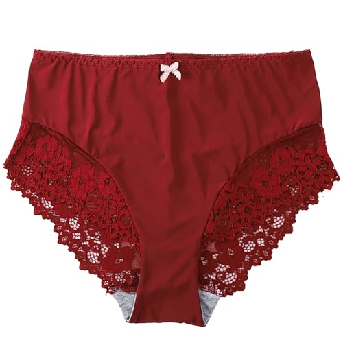 Ropa Interior para Mujer Bikini Ropa Interior de absorción Regular Pantalones Abiertos Laterales Mujer Bolsos Mujer (Wine, M)