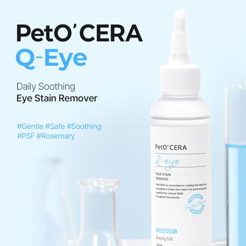 Image of Breezytail PetO'Cera Q-Eye, Eye Stain Remover for Dogs and Cats, Removes Tear Stains, Discharge, Soothes, Neutralizes Odors, Vet Approved, Korean Pet Skin Care (4 fl oz /120ml) (4 fl oz)