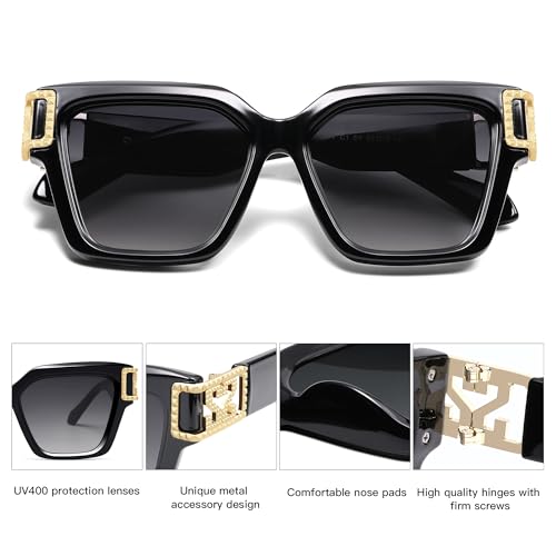 SOJOS Luxury Trendy Square Sunglasses for Women Designer Shades UV400 protection Lenses SJ22773