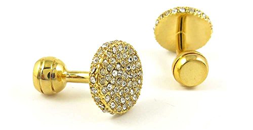 1 Par de Mancuernillas Doradas Redondas para Hombre miniatura 2