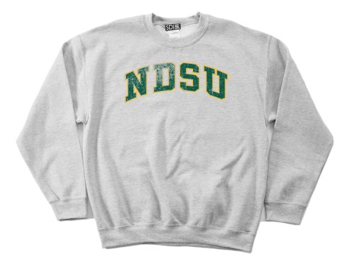 North Dakota State Bison 50/50 Blended 8-Ounce Vintage Arch Crewneck Sweatshirt, Medium, Sport Grey
