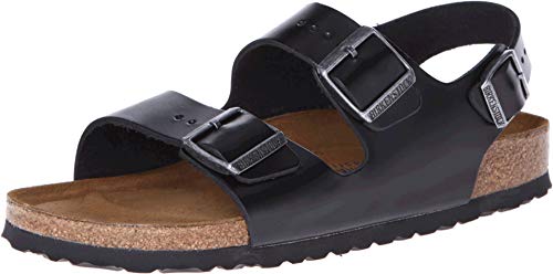 Birkenstock Milano - Leather Soft Footbed (Unisex) Black Amalfi Leather 38 (US Men's 5-5.5, US Women's 7-7.5) Regular