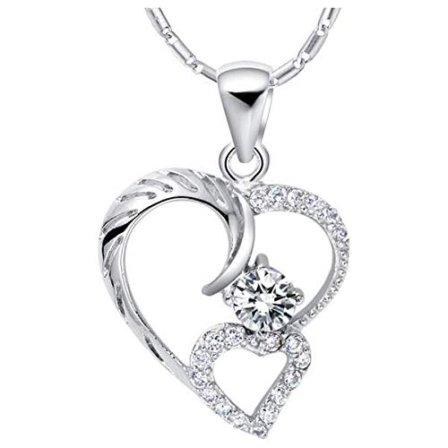 Collier Argent 925 Diamant Pendentif Féminin Idéal pour Illuminer Vos Tenues de Soirée