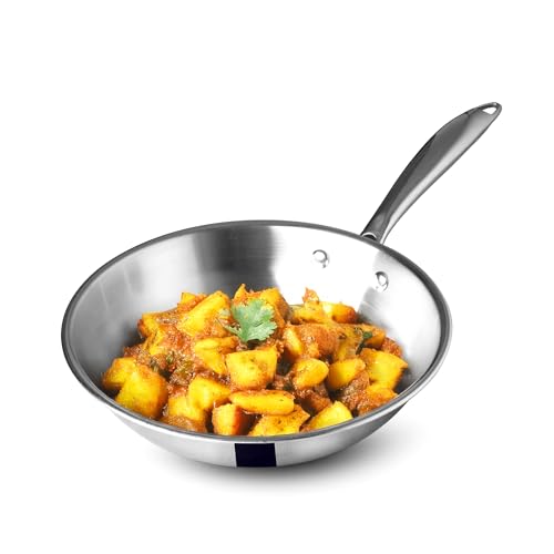 Image of The Indus Valley Triply Stainless Steel Fry Pan | Small 20 cm / 7.9 inch | Induction Friendly | Nonstick 3-Layer Body, 100% Pure & Toxin-Free, No Chemical Coating
