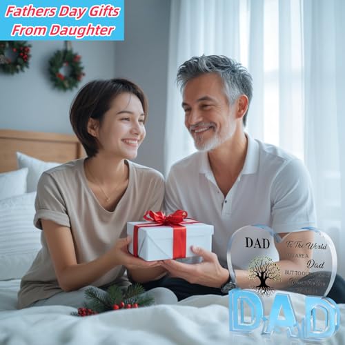 Fathers Day Dad Birthday Gifts from Daughter Son Wife, Delicate Thanksgiving Birthday Gift for dad, Acrylic Heart Sign Plaque Presents 3.9 x 3.7 inch - Image 4