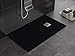 Piatto doccia nero in mineralmarmo, superficie ad effetto pietra ardesia, serie Lion, slim 3 cm, rivestito di Gelcoat, antiscivolo