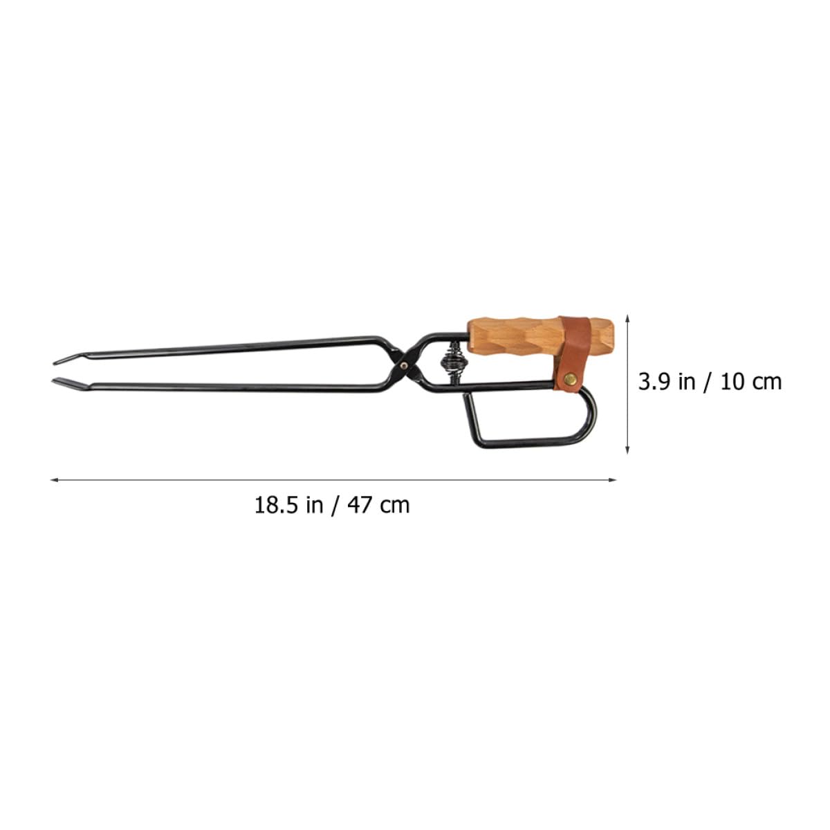 Pinzas de carbón para exteriores para barbacoa y fogata, acero resistente al calor con mango de madera antiquemaduras, accesorio portátil para acampar y asar