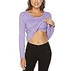FREEYE-Womens-Long-Sleeve-Workout-T-Shirts-with-Built-in-Padded-Bra-Gym-Athletic-Running-Yoga-Tunic-Tops FREEYE Yoga Sports Workout Tops for Women, Long Sleeve Fall Sportswear Active-wear for Running Hiking Jogging with Mesh Breathable Padded Bra, Lightweight,Tummy Hiding Purple