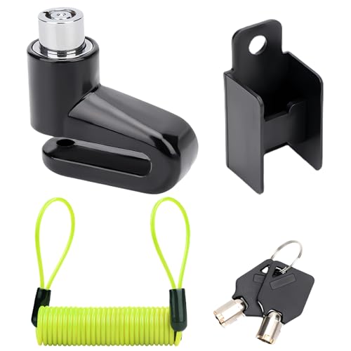 LEIBOCHAO Bloque Disque Moto, Serrure de Frein à Disque, Cadenas Antivol Moto avec Corde de Rappel, pour Trottinette Électrique Moto Scooter Vélo,Serrure...