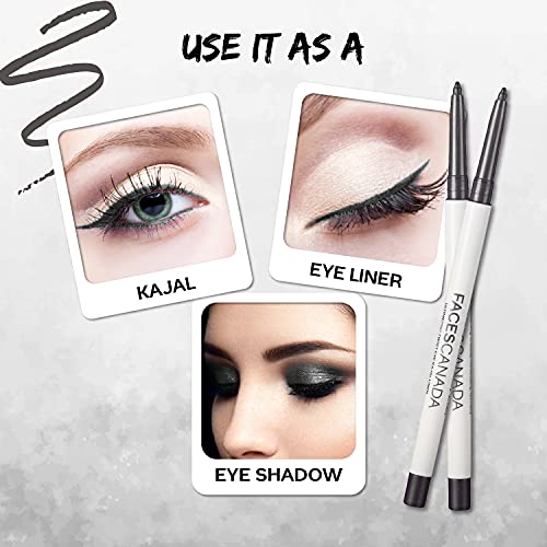Image of FACES CANADA Ultime Pro Twist Eye Kajal Liner - Silver, 0.35g | High Impact Intense Color In 1 Stroke | 24HR Long Stay | Matte Finish | Soft Texture | Waterproof & Smudgeproof | Made With Carnauba Wax