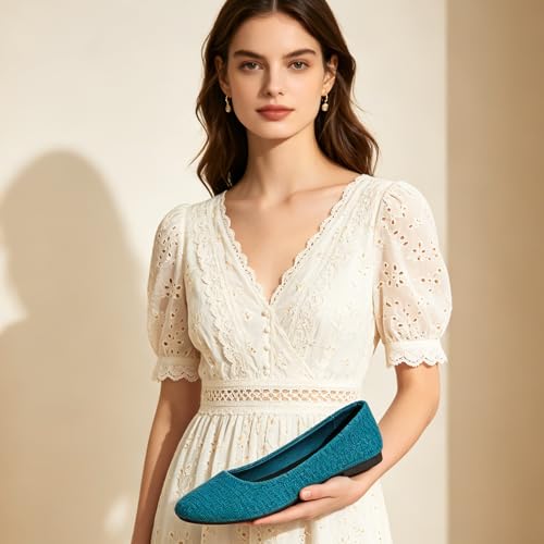 Image of Women's Ballet Flats Shoes Dress Slip on Shoes | PU Leather Teacher Business Casual Loafers Non Slip Low Heel Dressy