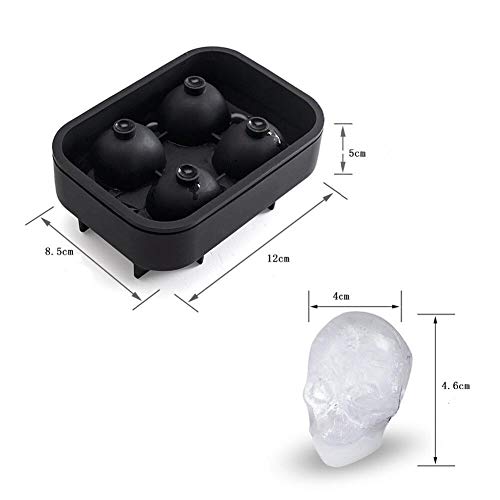 Molde de silicona para cubos de hielo calavera 4 rejillas miniatura 5