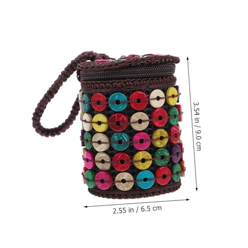1pc Coconut Shell Beaded Bag Handmade Weaving Purse for Beach Stylish Decorated Shoulder Bag for Storing Cellphone Material Creative Zipper Design2
